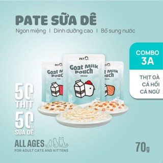  Pate Cho Mèo PetQ  - Pate Pet Q Sữa Dê Bổ Sung Nước Mọi Tuổi Mèo Gói 70g 