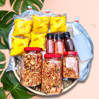 Combo 450g Bánh Tráng Phơi Sương, 500g Muối Ruốc Hành Phi, 500g Bơ Tặng kèm 3 chai sốt Snack Ăn Vặt Food