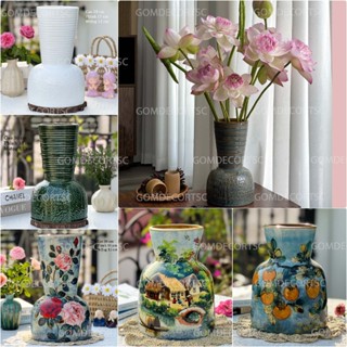 Bình hoa lọ hoa gốm sứ Bát Tràng cao 23cm - 30cm dáng lộc bình decor trang trí phòng khách