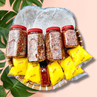 Combo 700g Muối Ruốc Hành Phi, 500g Bánh Tráng Phơi Sương, Bơ Béo 500g Tặng Chai Sốt