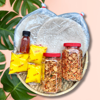 Combo 500g bánh tráng phơi sương, 400g muối tép hành phi, 300g bơ tặng chai sốt