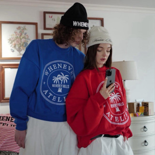 ÁO NỈ BASIC WHENEVER ATELIER IN HỌA TIẾT FORM ÁO RỘNG CHẤT NỈ BÔNG