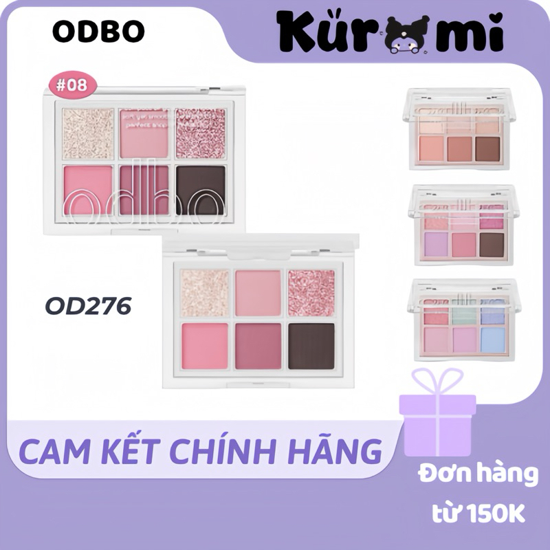 [ODBO] Bảng phấn mắt và má hồng ODBO 6 ô Màu Nhũ Lì Eye Blush CRUSH Signature  Eyeshadow Palette Thái Lan OD276
