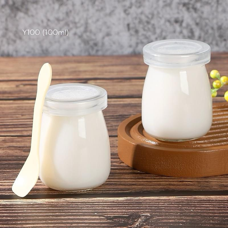 5 HỦ SỮA CHUA 100ml/ HỦ PUDING nắp nhựa trắng