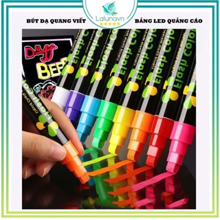Set 8 Bút Viết Bảng Led, Biển Quảng Cáo, Menu Mặt Kính dạ quang Cao Cấp Lalunavn B190