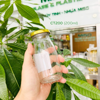 CHAI THUỶ TINH 200ml NẮP THIẾC ĐEN & VÀNG