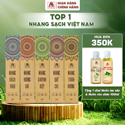 Nhang thơm sạch tinh khiết An An - 100 nén Hương quế, khuynh diệp, trầm hương, Bài, bách thảo 30cm, 40cm đuổi muỗi