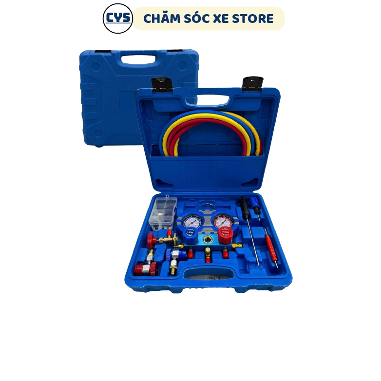 Đồng Hồ Đo Gas Đôi Kèm Dây Nạp Gas R134A, Đồng Hồ Nạp Gas Máy Lạnh Ô Tô
