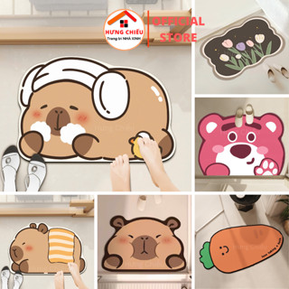 Thảm lau chân, thảm chùi chân bali đế cao su chống trơn trượt capybara labubu 40x60cm Hưng Chiếu ED01