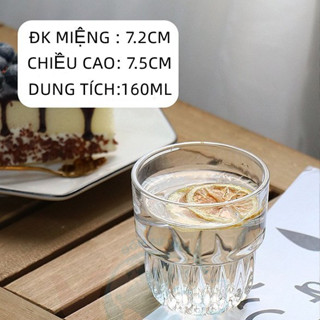 Bộ 6 ly uống cafe VN1505 / hộp 6 ly thủy tinh 165ml , ly khía uống coffee , ly uống trà đá