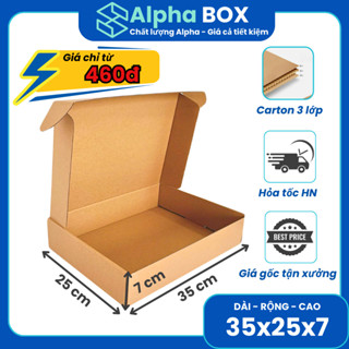 [Combo] 10 hộp carton nắp gài đóng hàng 35x25x7, hộp giấy gói hàng đựng quần áo - ALPHA BOX