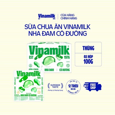 [CHỈ GIAO HCM+HN] Thùng 48 hộp Sữa chua ăn Vinamilk Nha đam - Yaourt 100g