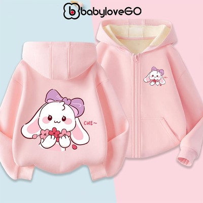 Áo khoác nỉ dày ấm cho bé BabyloveGO 2026 áo hoodie in hình độc đáo có mũ và khóa kéo tiện dụng