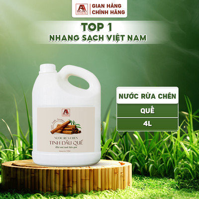 Nước rửa chén Quế 4l loại bỏ mùi tanh, hương quế thơm, an toàn cho da
