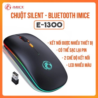 Chuột không dây sạc được e-1300 led rgb, kết nối 2.4ghz/bluetooth, dpi 800-1600, thiết kế ergonomic
