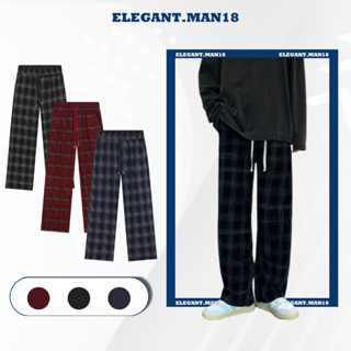  Quần Caro Ống Rộng Đứng Form Vải Dạ Nhung Kẻ sọc Nam Nữ ELEGANT.MAN Unisex 