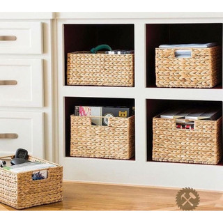 Giỏ đựng đồ lục bình chữ nhật khung sắt