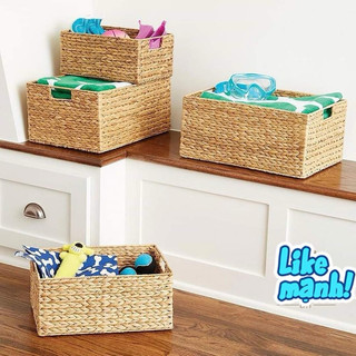 Giỏ đựng đồ lục bình chữ nhật khung sắt