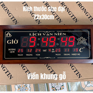 (Số led to)Đồng hồ treo tường MH8039 đồng hồ lịch vạn niên,khung gỗ, size đại,trang trí phòng khách,văn phòng,nhà xưởng