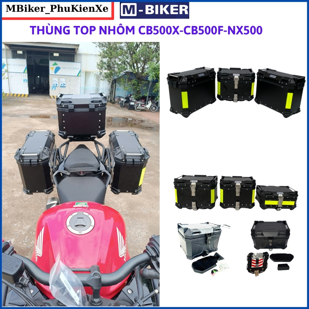 Thùng xe cb500f, nx500, cb500x, Thùng nhôm xe cb500f, thùng nhôm Mbiker, chính hãng mbiker