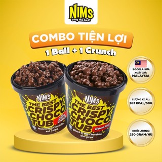  Nims Socola sữa Combo 2 hủ hạt tròn Coco Ball + hạt khuyết Coco Crunch 250g  hộp Malaysia 