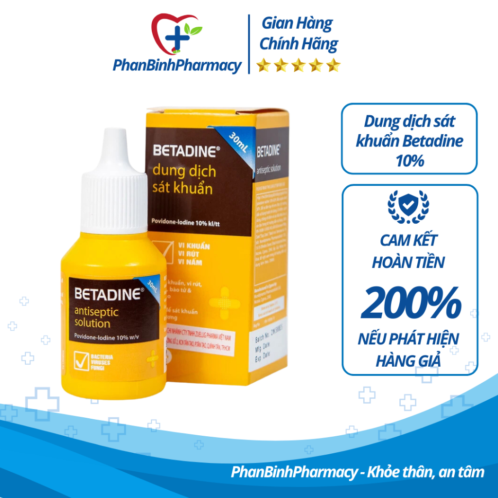 Dung dịch sát khuẩn Betadine 10%- ngăn nhiễm khuẩn vết thương - 30ml