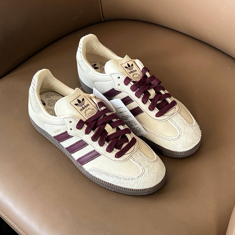 Giày Thể Thao Sam’ba Wonder White Maroon, Giày Sam’ba Đỏ Mận Hàng Cao Cấp