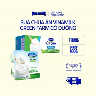 [CHỈ GIAO HCM+HN] Thùng 24 hộp Sữa chua ăn Vinamilk Love Yogurt Green Farm Có Đường Hộp 100g
