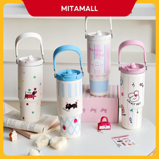 Ly giữ nhiệt MITA Mochi 900ml có quai xách, bình giữ nhiệt inox 316 cao cấp, trẻ trung