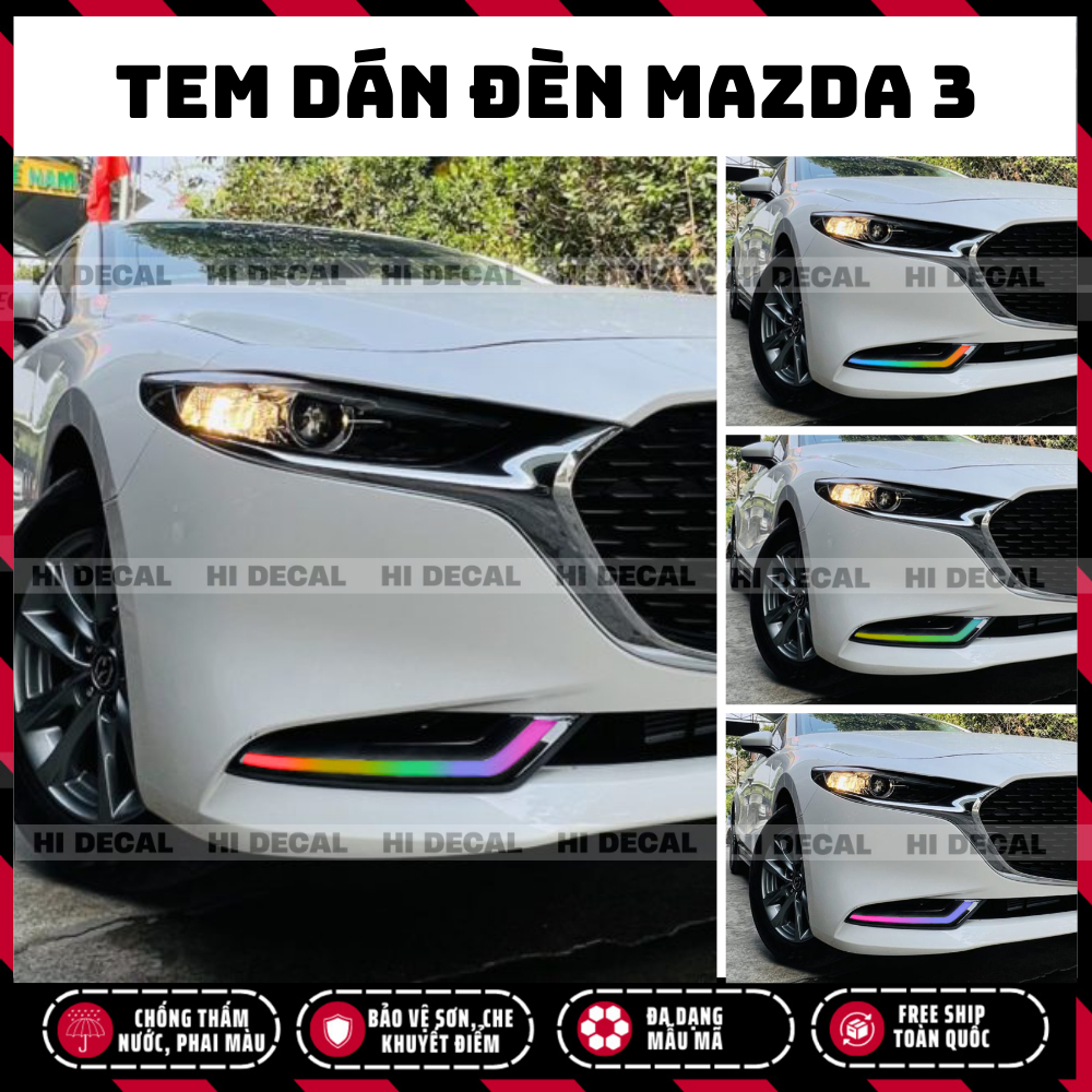 Tem dán đèn gầm Mazda 3 đổi màu