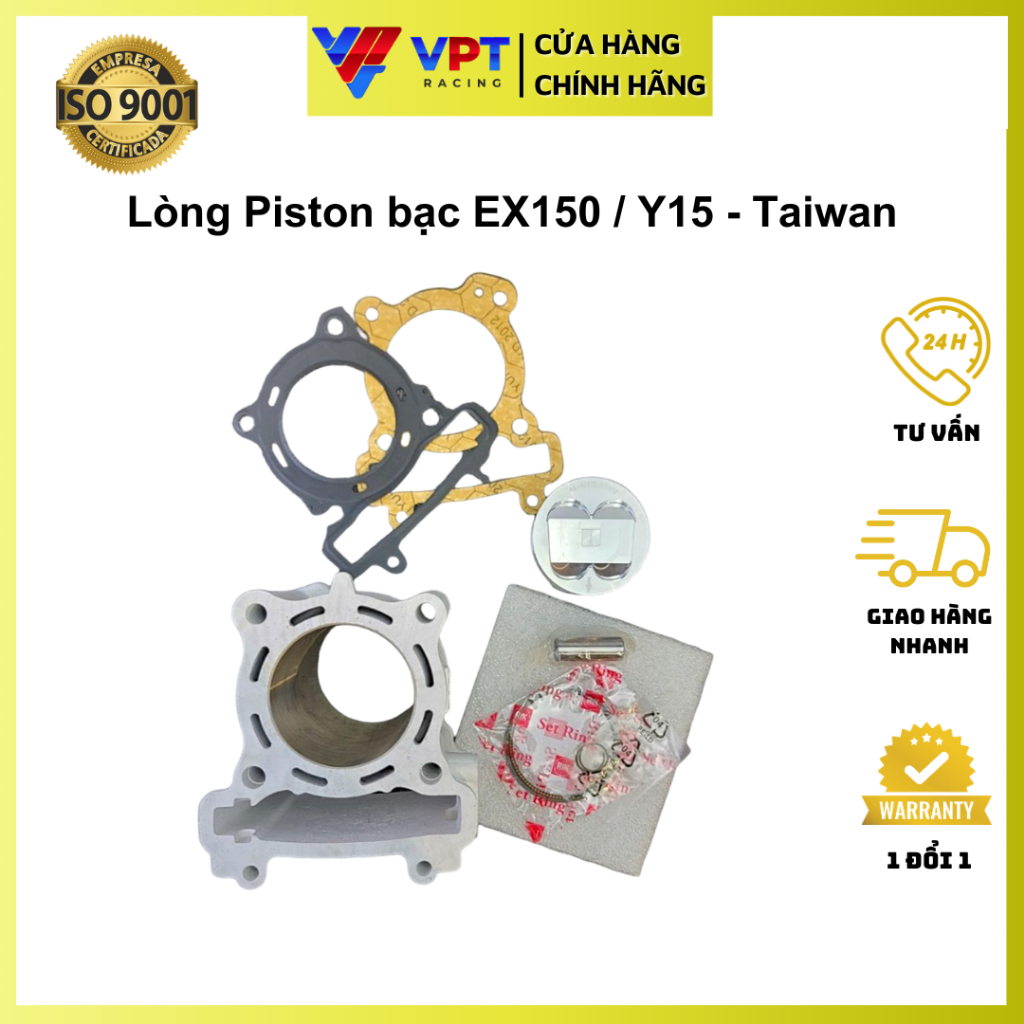 Lòng xi lanh bạc Exciter 150 | Lòng piston bạc Y15  63mm, 65mm chính hãng Taiwan Y15ZR-63MM