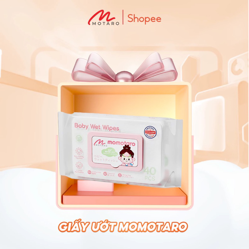[HCM] Khăn ướt/Giấy ướt không mùi MOMOTARO kháng khuẩn 40 tờ