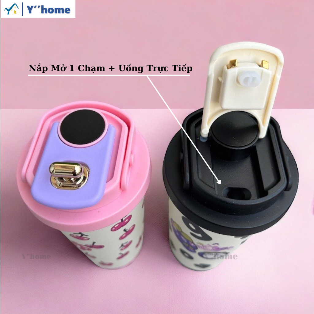 Ly giữ nhiệt hiển thị nhiệt độ, bằng Inox 316, dung tích 600ml, Ly nước in hình xinh xắn có quay xách, Giữ nhiệt 8 -12h | BigBuy360 - bigbuy360.vn