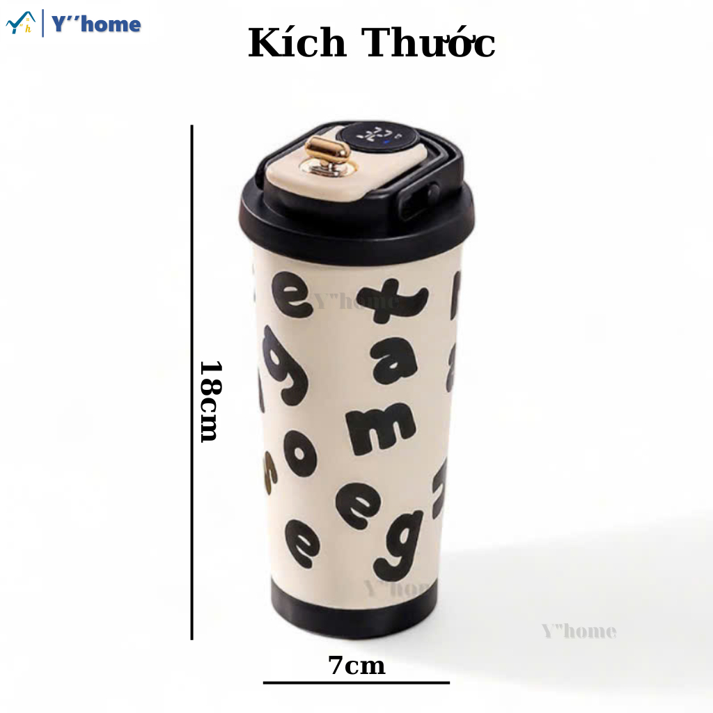 Ly giữ nhiệt hiển thị nhiệt độ, bằng Inox 316, dung tích 600ml, Ly nước in hình xinh xắn có quay xách, Giữ nhiệt 8 -12h | BigBuy360 - bigbuy360.vn