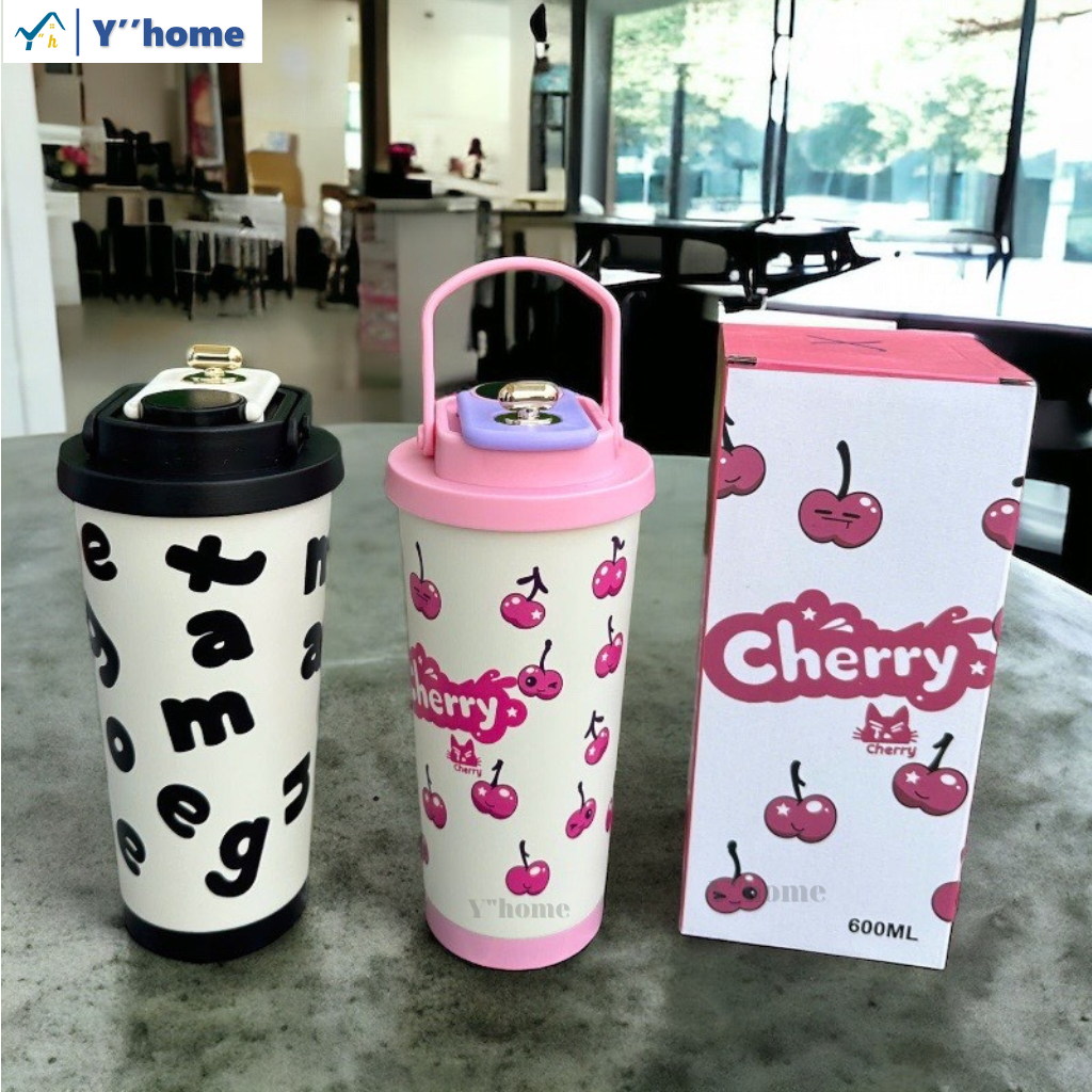 Ly giữ nhiệt hiển thị nhiệt độ, bằng Inox 316, dung tích 600ml, Ly nước in hình xinh xắn có quay xách, Giữ nhiệt 8 -12h | BigBuy360 - bigbuy360.vn