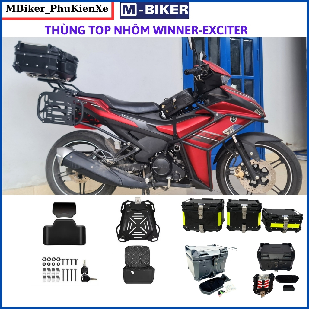 Thùng nhôm exciter155, exciter150, Thùng xe exciter, thùng nhôm Mbiker, thùng nhôm gắn baga xe máy