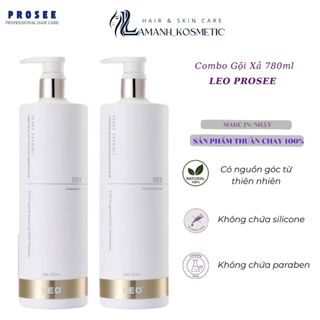 Cặp Dầu Gội Xả LEO PROSEE L001 - L02 Size 780ml X 2 New 2024 Phục Hồi Tóc Hư Tổn Siêu Mềm Mượt Tóc