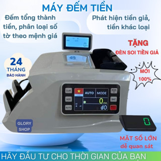 Máy đếm tiền cao cấp GLORY T25, phát hiện tiền giả, tiền lẫn loại, tính tổng chuẩn, tặng đèn soi giả