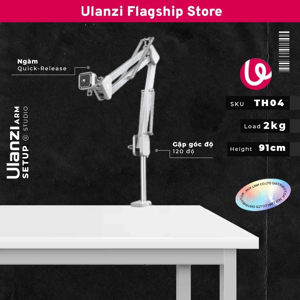 Ulanzi TH04 Tay Arm Topshot tích hợp tháo lắp nhanh Uka F38 khả năng tải 2Kg chính hãng
