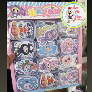 Khay 36 hộp x12 miếng dán baby three bản to nhiều hình, sticker dán hình baby3 bản to nhiều mẫu sỉ đồ chơi