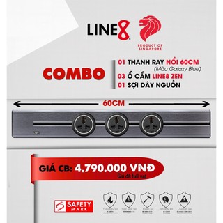 COMBO (01 Thanh Ray Điện Line8 (60cm/ Galaxy Blue) + 3 Ổ Cắm Zen MLT