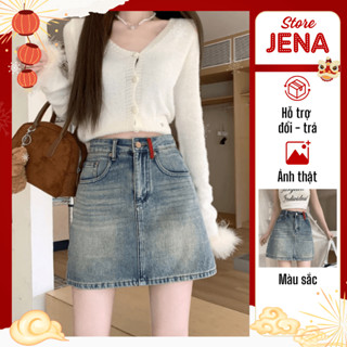 Chân váy jean nữ cạp cao Jena phong cách Hàn Quốc trẻ trung năng động CV01