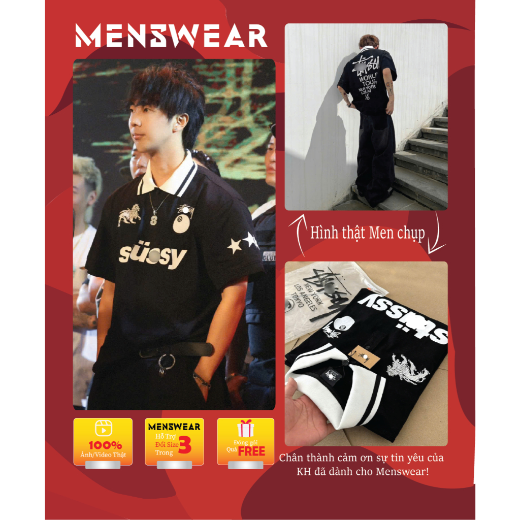 [MENSWEAR  STORE- BESTQUALITY] ÁO POLO STUSSY SS2024 - FULL TAG MARK TÚI HÃNG - PHÔNG STUSSY - ÁO CO