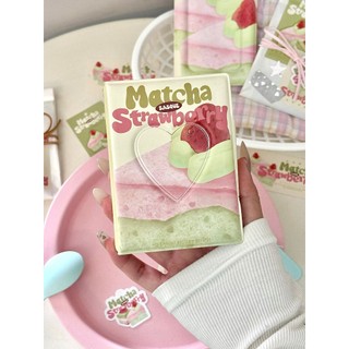 Holder Collect Book "Matcha Strawberry" - Collect Book 1 Ô Sheet PVC Có Nút Bấm Đựng Card Idol, Card Anime, Thẻ Bài,...