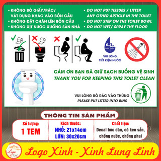  Tem Decal Dán Quy Tắc Nội Quy Sử Dụng Nhà Vệ Sinh,WC Toilet Nhà Tắm Tem Chống Nước Độ Bền Cao,Không Bay Màu,Không Bong 