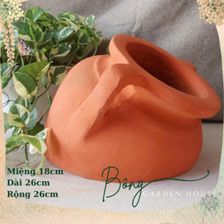 Chậu trồng cây, chậu đất nung hình nữa bình Bông Garden House trồng cây cảnh các các loại