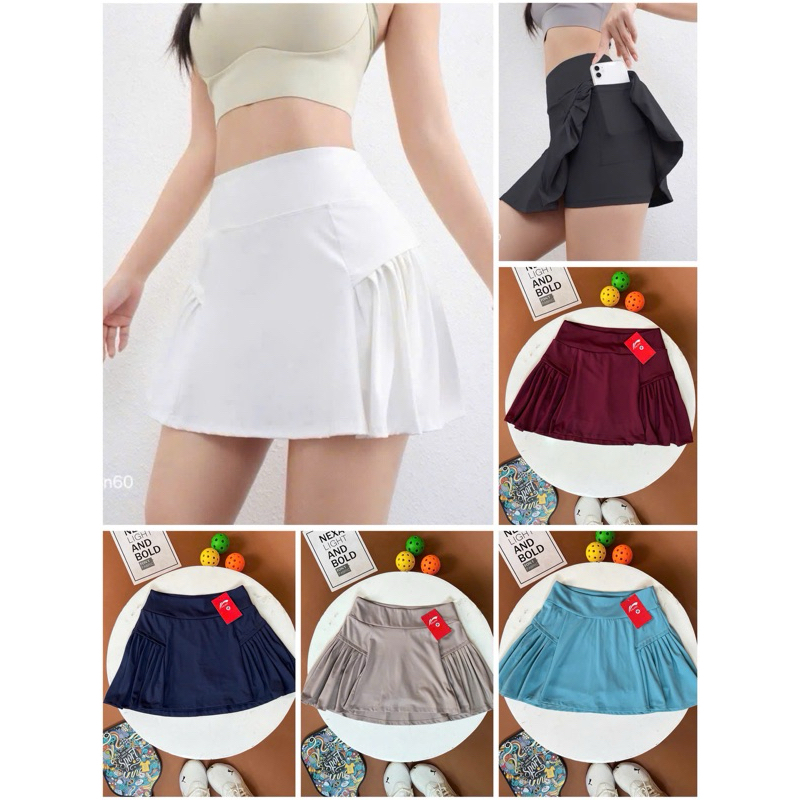 PHÂN LOẠI SẢN PHẨM: Chân váy xếp ly thể thao cầu lông,pickleball,tennis 2 lớp may sẵn bảo hộ dáng chữ A ,chân váy CV12