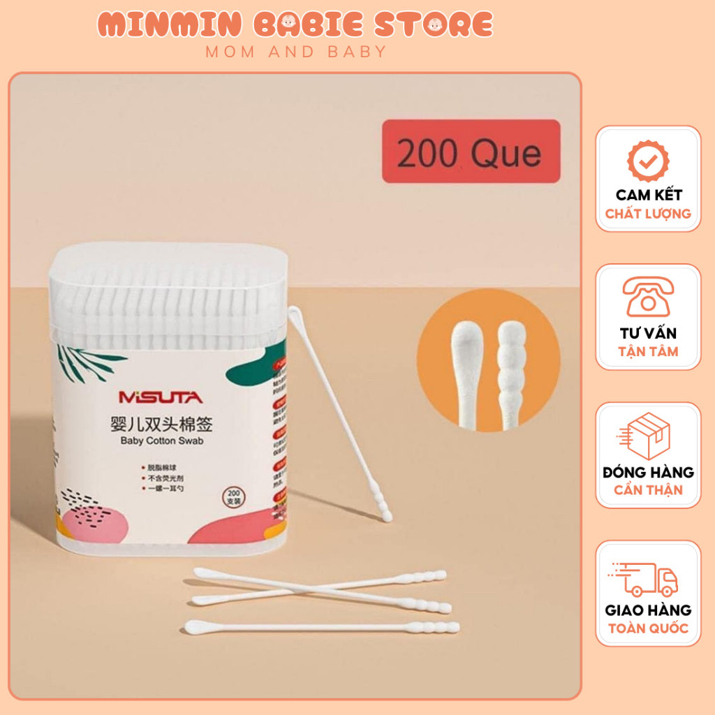 Tăm Bông Misuta Thân Que Được Làm Bằng Giấy Thay Bằng Nhựa Hoặc Gỗ Tuyệt Đối Ăn Toàn Cho Tai Bé Khôn