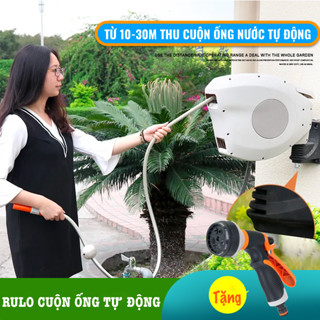 Vòi tưới cây, vòi rửa xe Lionking 10-30 mét. Rulo cuộn ống tự động. Tặng vòi xịt đa năng 8 kiểu phun