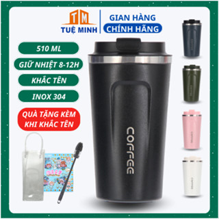  Cốc giữ nhiệt 510ml ly coffee holic inox 304 ly giữ nhiệt 12h khắc tên theo yêu cầu tặng Sticker trang trí 